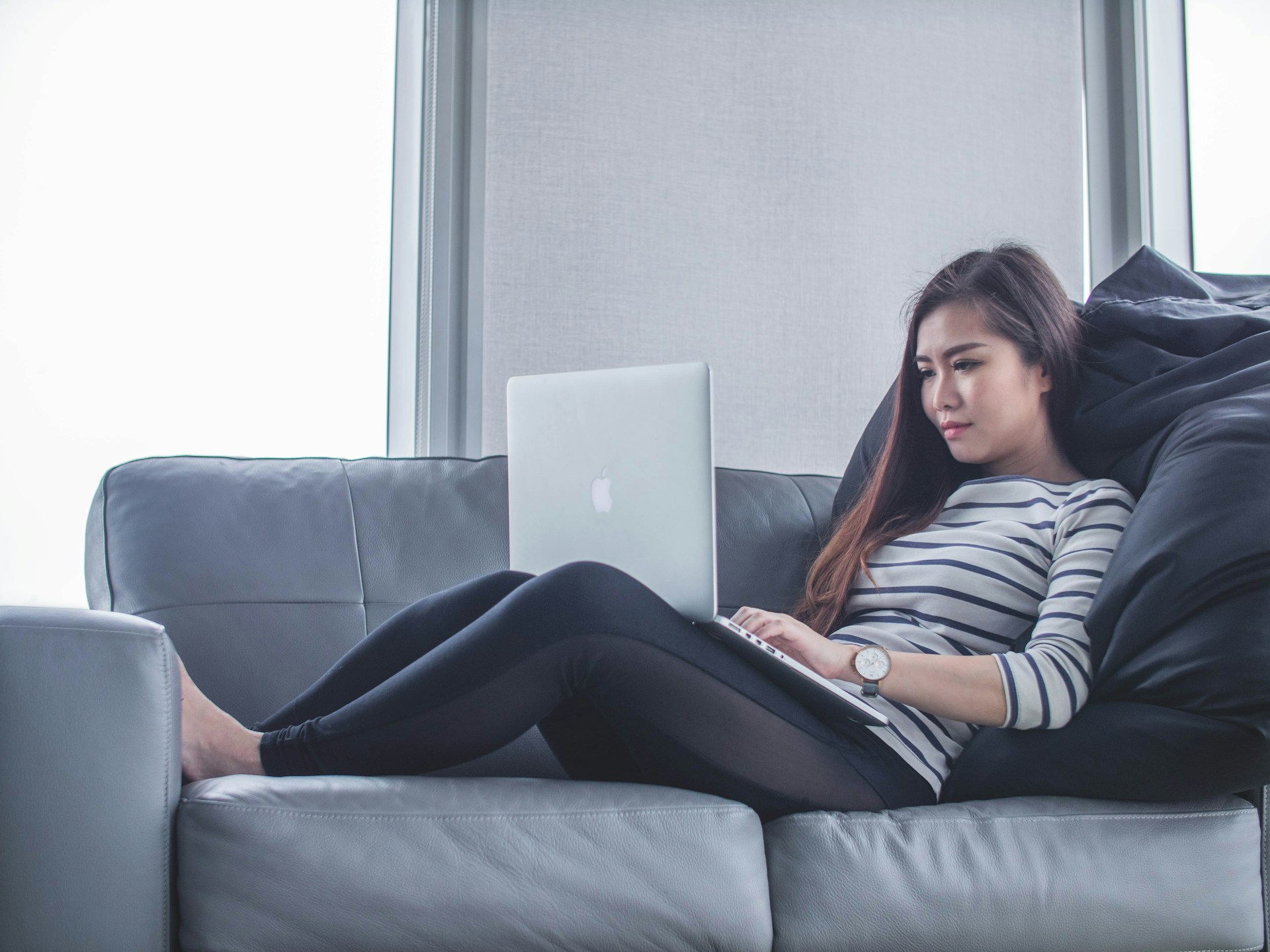 Woman working on laptop